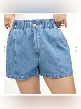 Madewell Pull On Paper Bag Denim Shorts Blue Womens Size 28 Comfortabke Spring